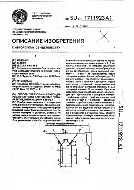 Способ образования галоидированной пены для тушения пожара и предотвращения взрыва (патент 1711923)