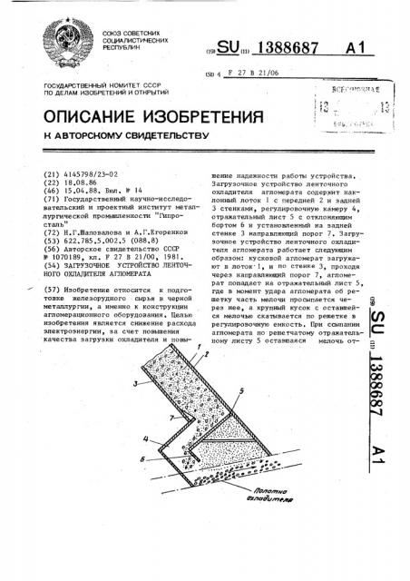 Загрузочное устройство ленточного охладителя агломерата (патент 1388687)