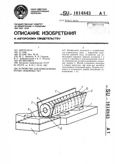 Устройство для измельчения полых объемных тел (патент 1614843)