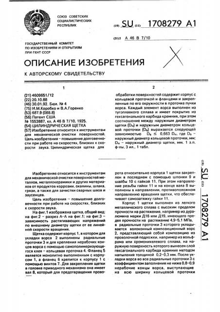 Цилиндрическая щетка (патент 1708279)