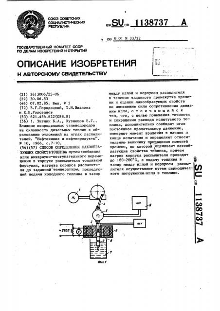 Способ определения лакообразующих свойств топлива (патент 1138737)