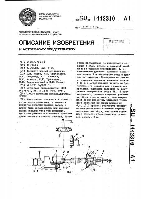 Способ прокатки железнодорожных колес (патент 1442310)