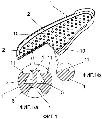 Воздухопроницаемая обувная подошва (патент 2528361)