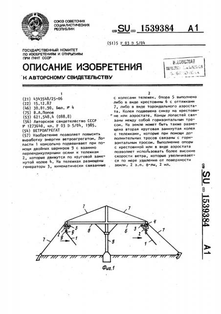 Ветроагрегат (патент 1539384)