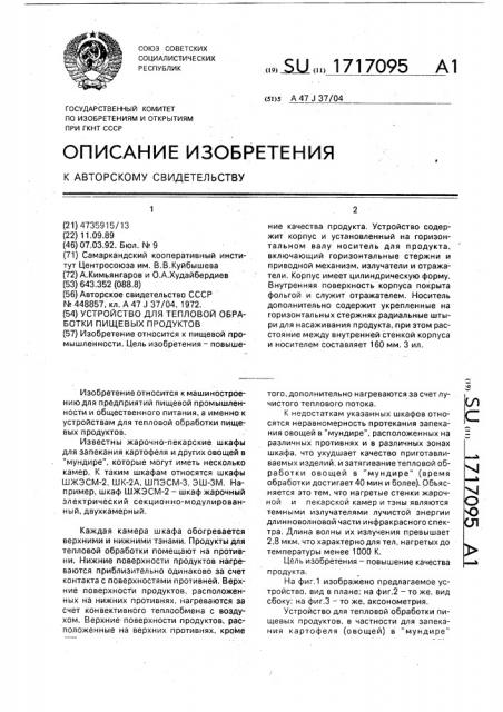 Устройство для тепловой обработки пищевых продуктов (патент 1717095)