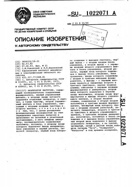 Анализатор нагрузки (патент 1022071)