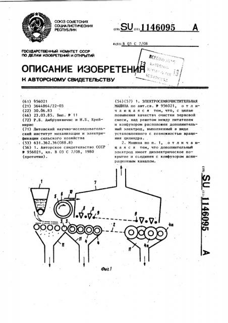 Электросемяочистительная машина (патент 1146095)