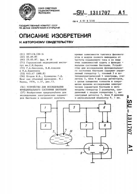 Устройство для исследования функционального состояния биоткани (патент 1311707)