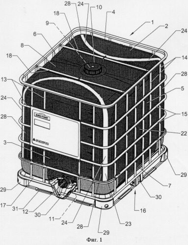 Контейнер для транспортировки и хранения жидкостей и способ изготовления пластикового внутреннего резервуара контейнера для транспортировки и хранения (патент 2257328)