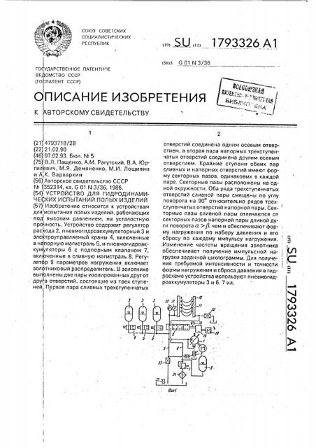 Устройство для гидродинамических испытаний полых изделий (патент 1793326)