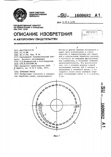 Торцовая фреза (патент 1609682)