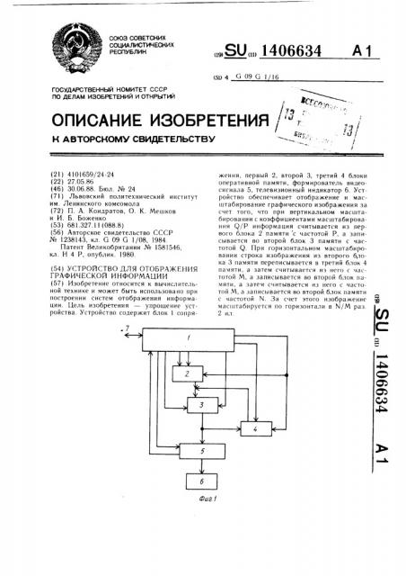 Устройство для отображения графической информации (патент 1406634)