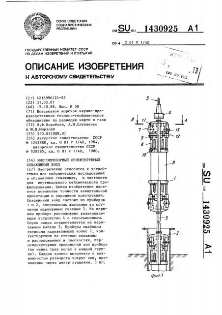 Многоприборный ориентируемый скважинный зонд (патент 1430925)