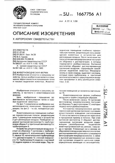 Животноводческая ферма (патент 1667756)
