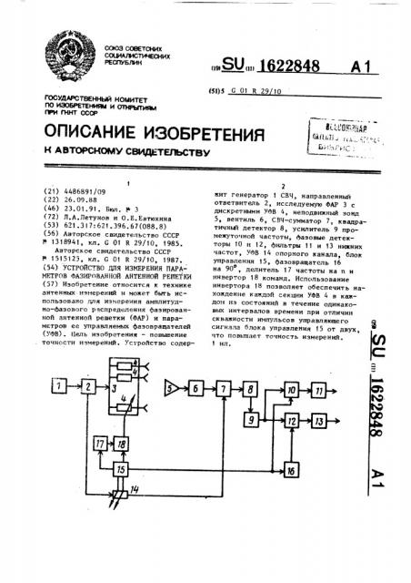 Устройство для измерения параметров фазированной антенной решетки (патент 1622848)