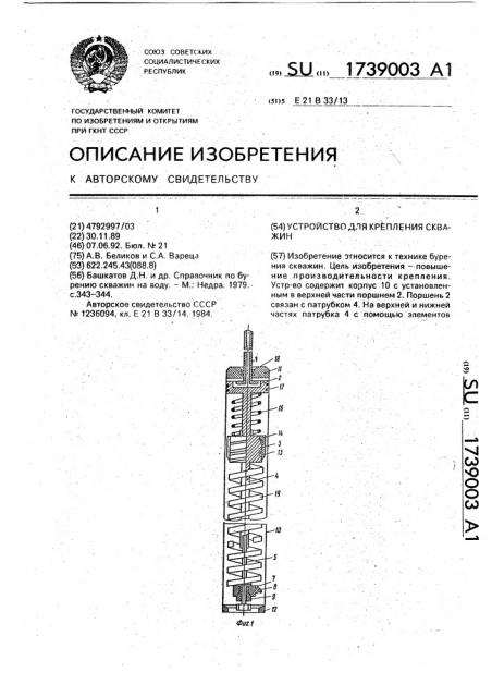Устройство для крепления скважин (патент 1739003)