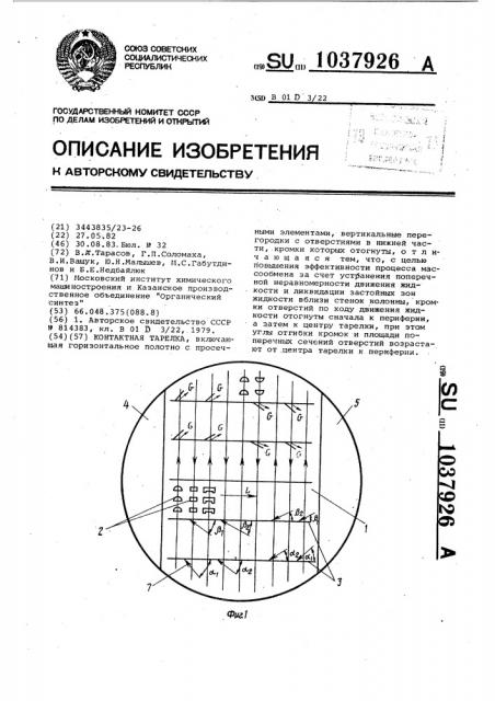 Контактная тарелка (патент 1037926)