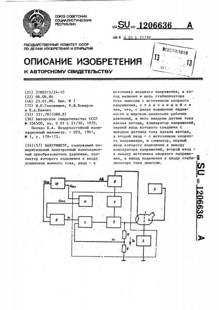 Вакуумметр (патент 1206636)