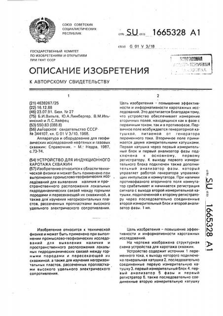 Устройство для индукционного каротажа скважин (патент 1665328)