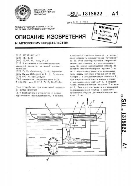 Устройство для вакуумной пропитки витых изделий (патент 1318622)
