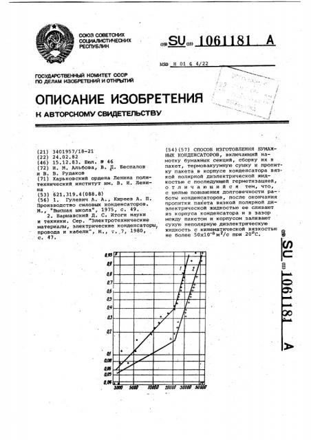 Способ изготовления бумажных конденсаторов (патент 1061181)