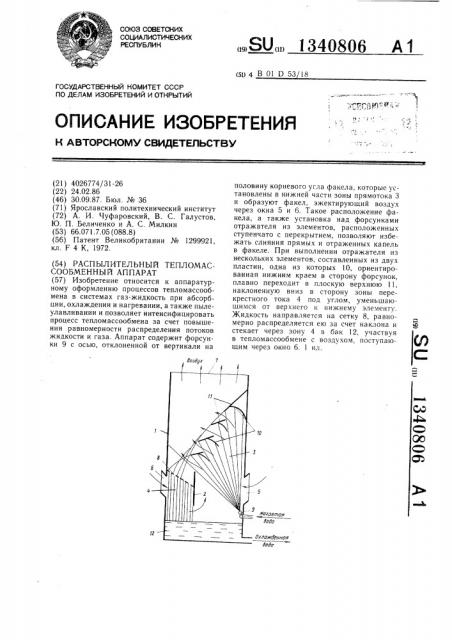 Распылительный тепломассобменный аппарат (патент 1340806)