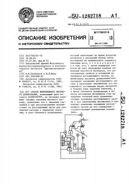 Способ непрерывного весового дозирования (патент 1242718)