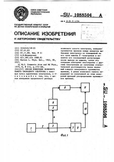 Способ измерения волнового пакета свободного электрона (патент 1088504)