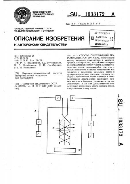 Способ смешивания порошковых материалов (патент 1033172)