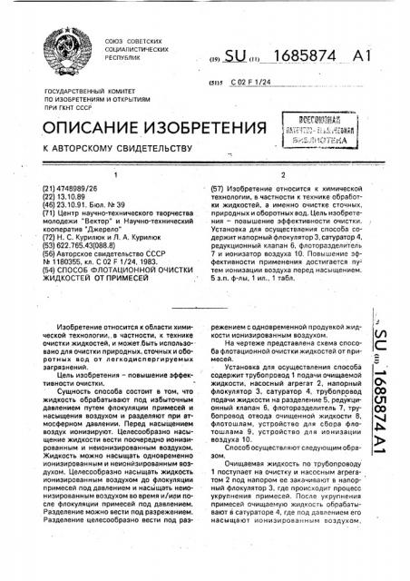 Способ флотационной очистки жидкостей от примесей (патент 1685874)