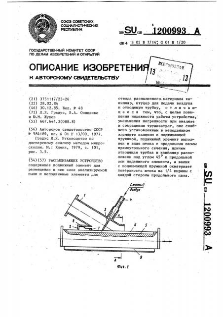 Распыливающее устройство (патент 1200993)