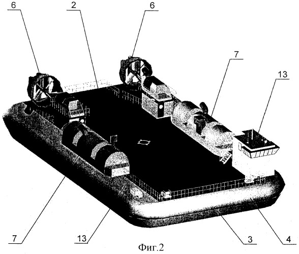 Самоходная платформа на воздушной подушке для эксплуатации в арктических условиях (патент 2302354)