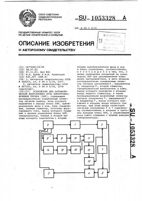 Устройство для автоматической фокусировки луча электронно- лучевой трубки (патент 1053328)