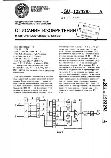 Способ магнитной записи цифровой информации (патент 1223293)