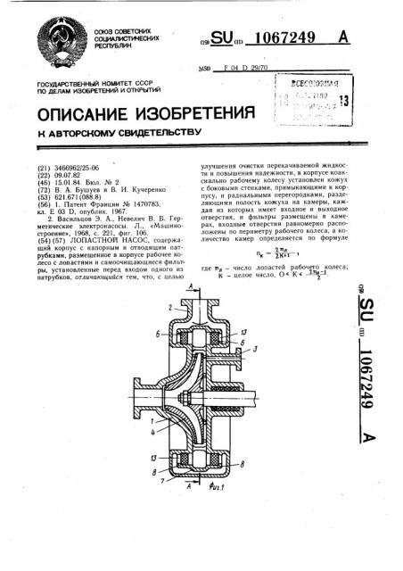 Лопастной насос (патент 1067249)