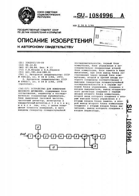 Устройство для измерения фазового дрожания (патент 1084996)