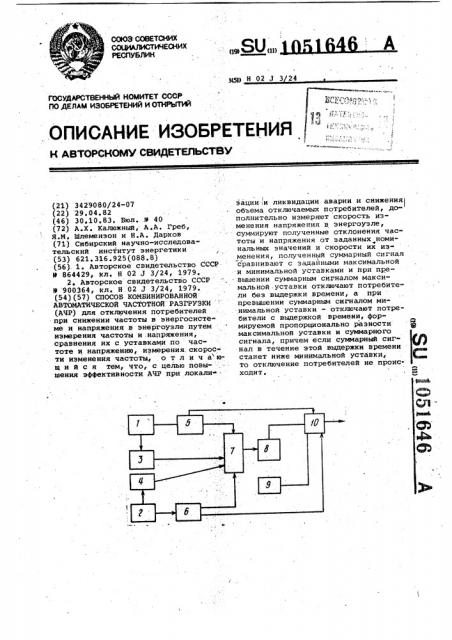 Способ комбинированной автоматической частотной разгрузки (патент 1051646)