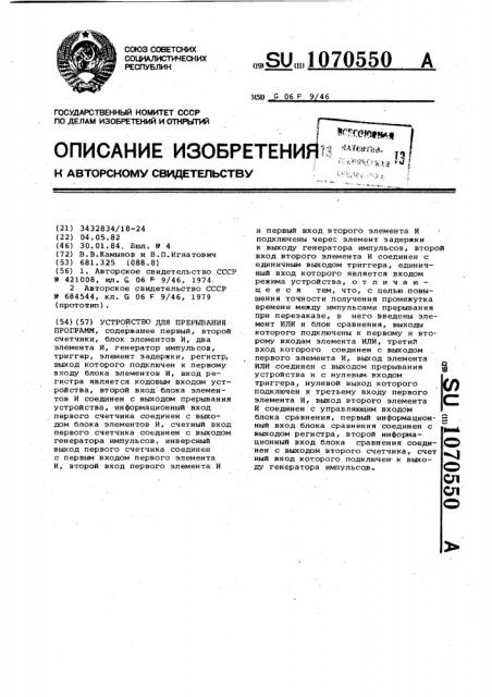 Устройство для прерывания программ (патент 1070550)