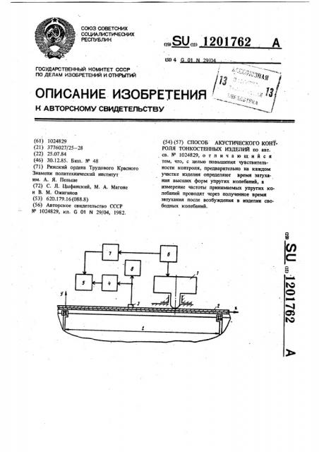 Способ акустического контроля тонкостенных изделий (патент 1201762)