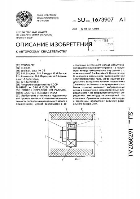 Способ определения радиального зазора в подшипниках (патент 1673907)