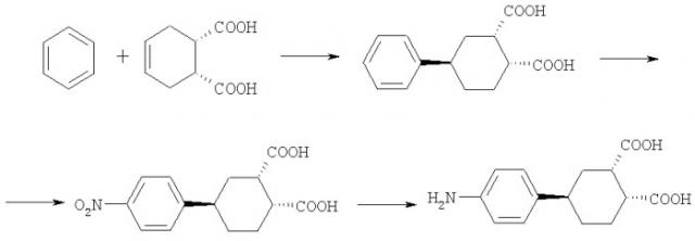 (1r*2s*4r*)-4-(4-аминофенил)-циклогексан-1,2-дикарбоновая кислота (патент 2348609)