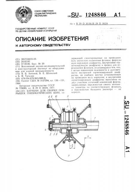 Барабан для сборки покрышек пневматических шин (патент 1248846)