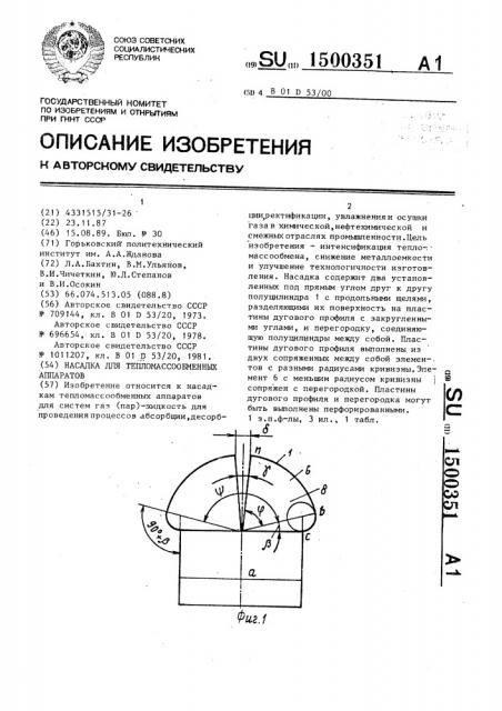 Насадка для тепломассообменных аппаратов (патент 1500351)