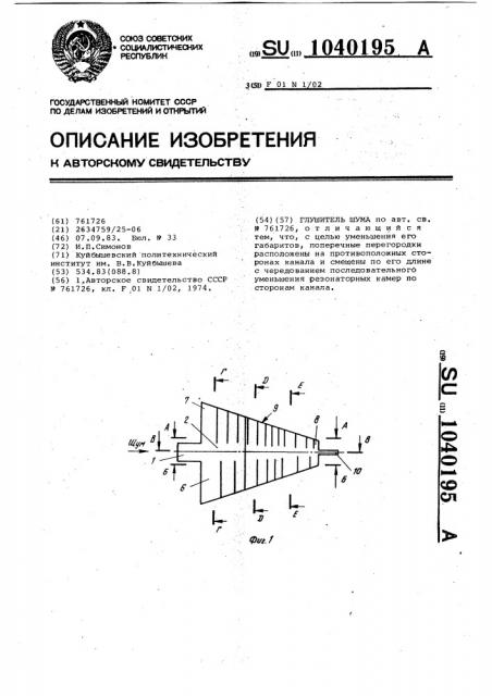 Глушитель шума (патент 1040195)