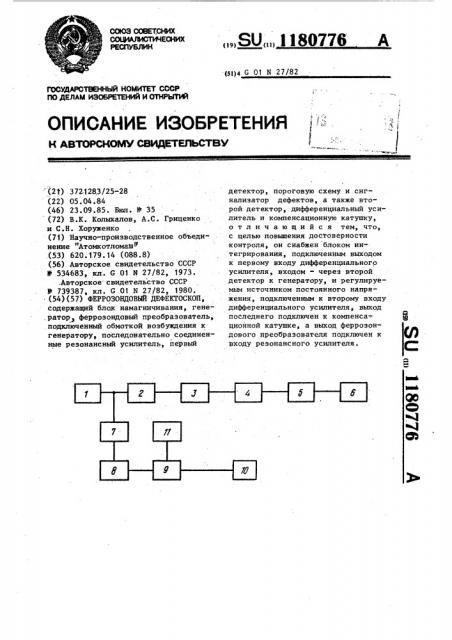 Феррозондовый дефектоскоп (патент 1180776)