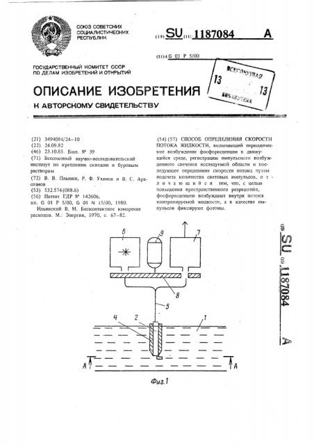 Способ определения скорости потока жидкости (патент 1187084)