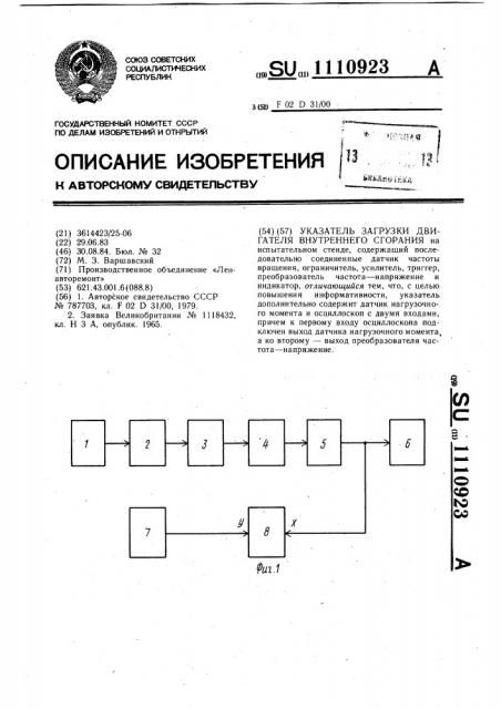 Указатель загрузки двигателя внутреннего сгорания (патент 1110923)