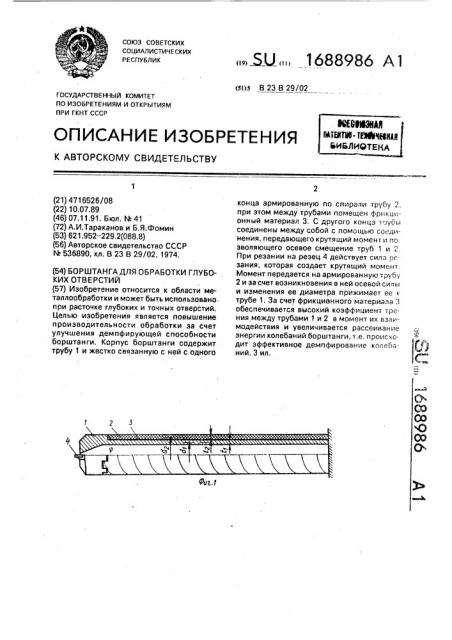 Борштанга для обработки глубоких отверстий (патент 1688986)