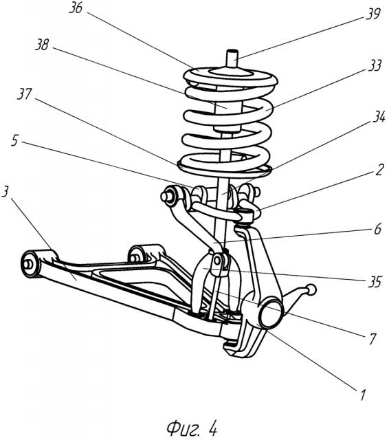 Двухрычажная подвеска колеса транспортного средства с компенсирующим механизмом (патент 2653228)