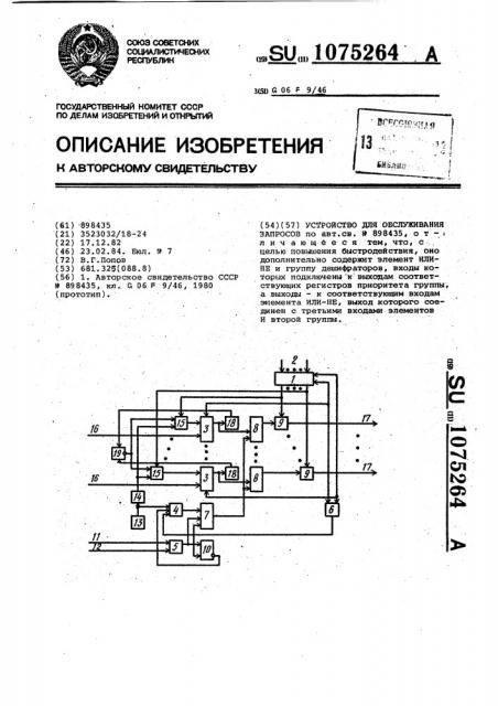 Устройство для обслуживания запросов (патент 1075264)